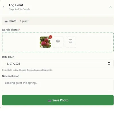Notes & Photos - Add notes and photos to any plant, capture what you'll want to remember