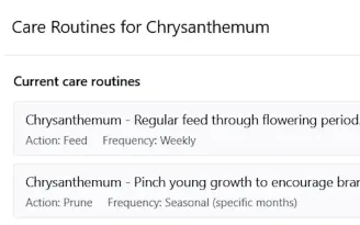 Care Routines - Set up recurring tasks—pruning, feeding, spraying—and get reminded each year